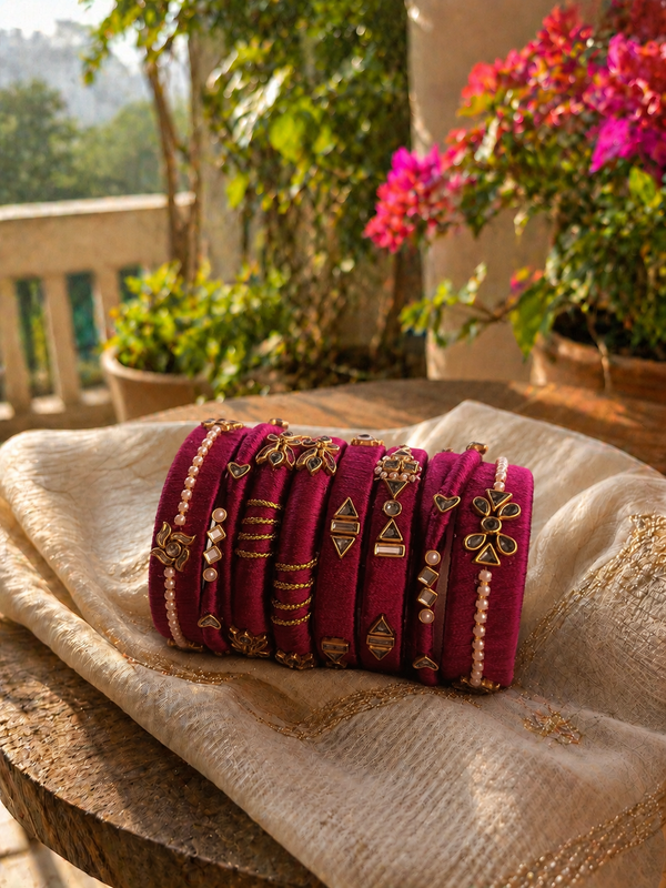 The Magenta Majesty Silk Thread Churi Set